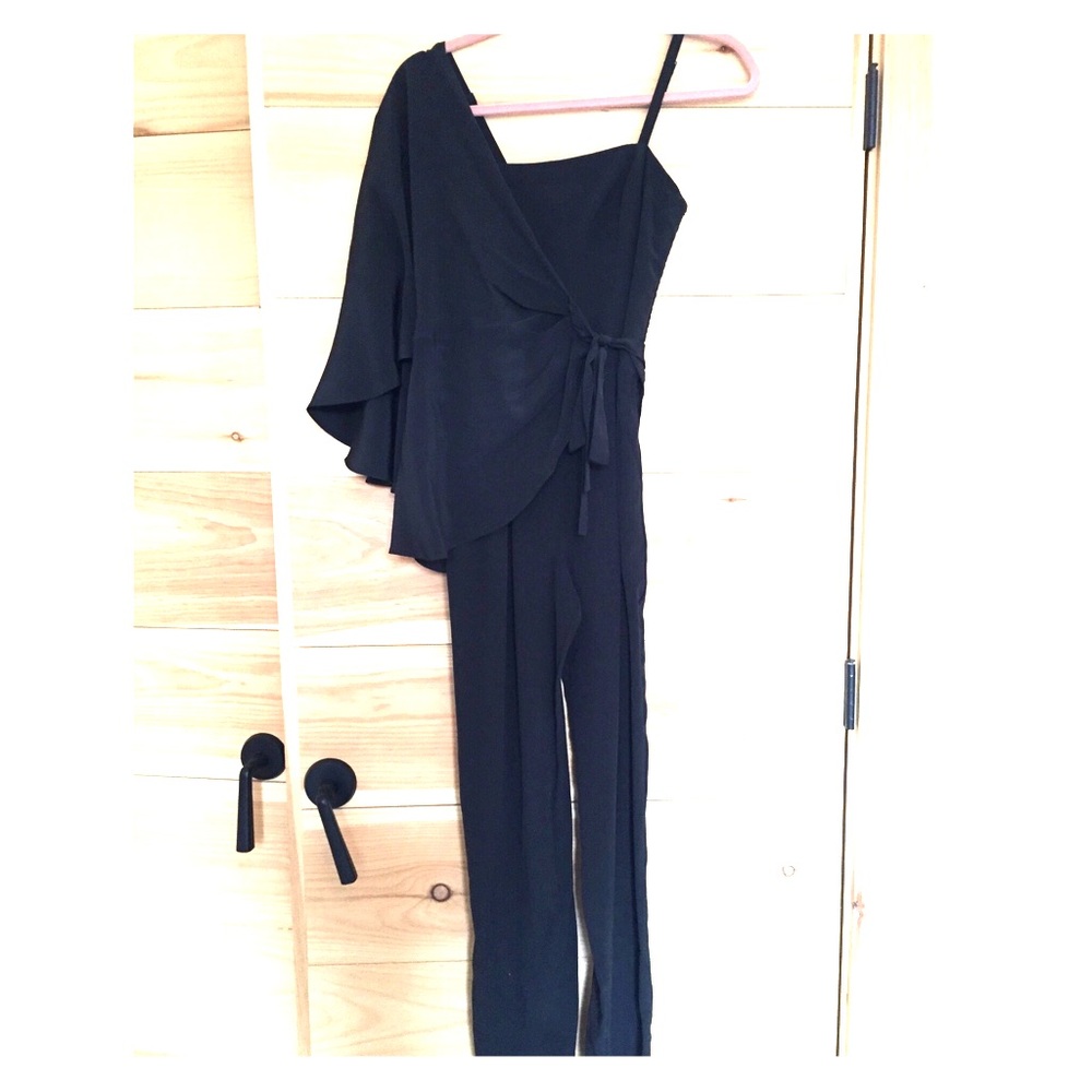 bCBG black Romper with cape